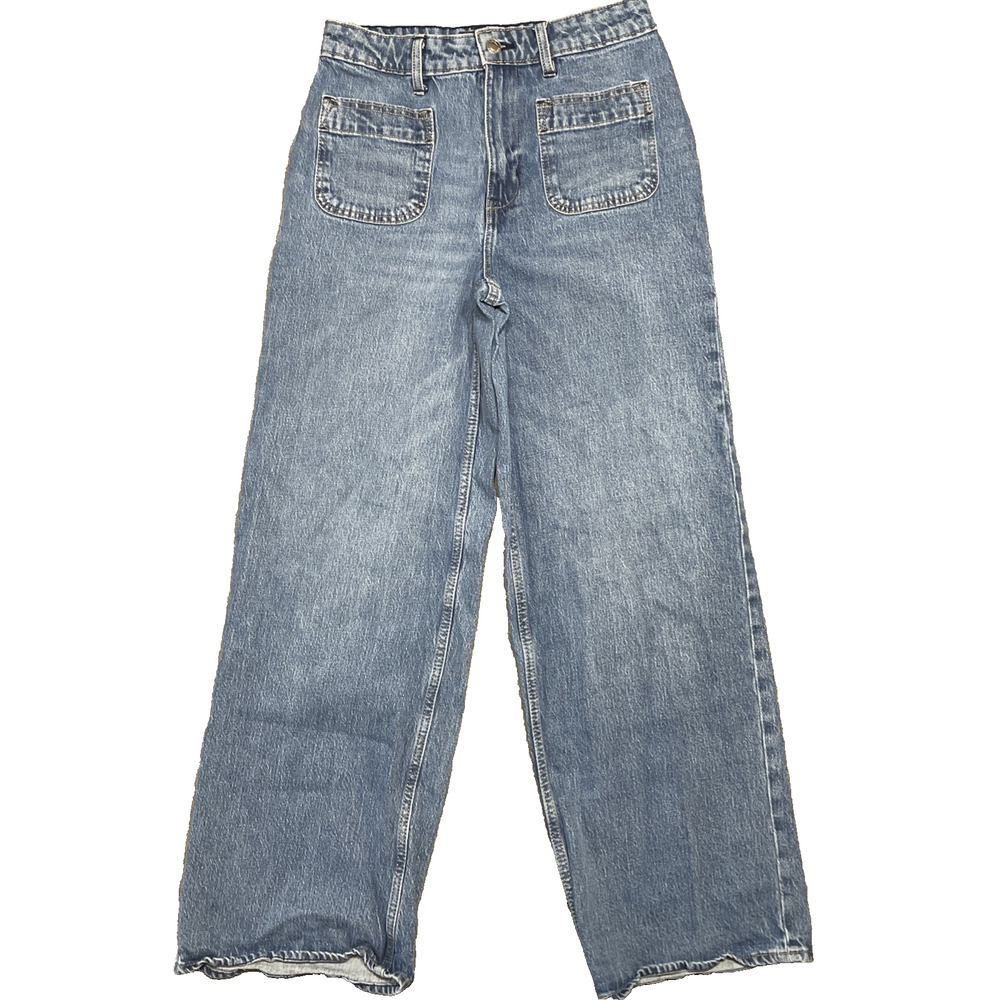 Free Assembly Women’s High-Rise Wide-Leg Patch-Pocket Jeans Size 8